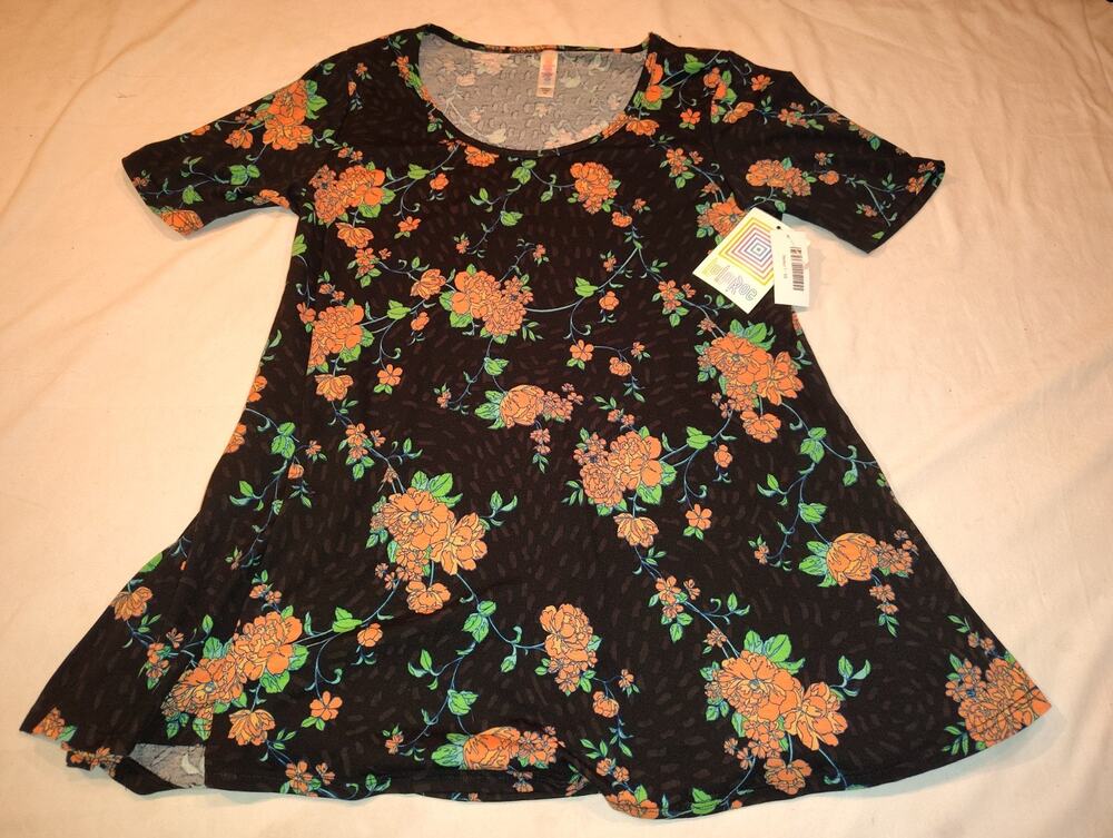 LuLaRoe Perfect T Short Sleeve Shirt Top Size Xtra Small NWT XS Floral Black NEW